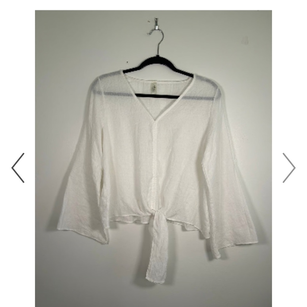 Mahina White Tie-Front Blouse